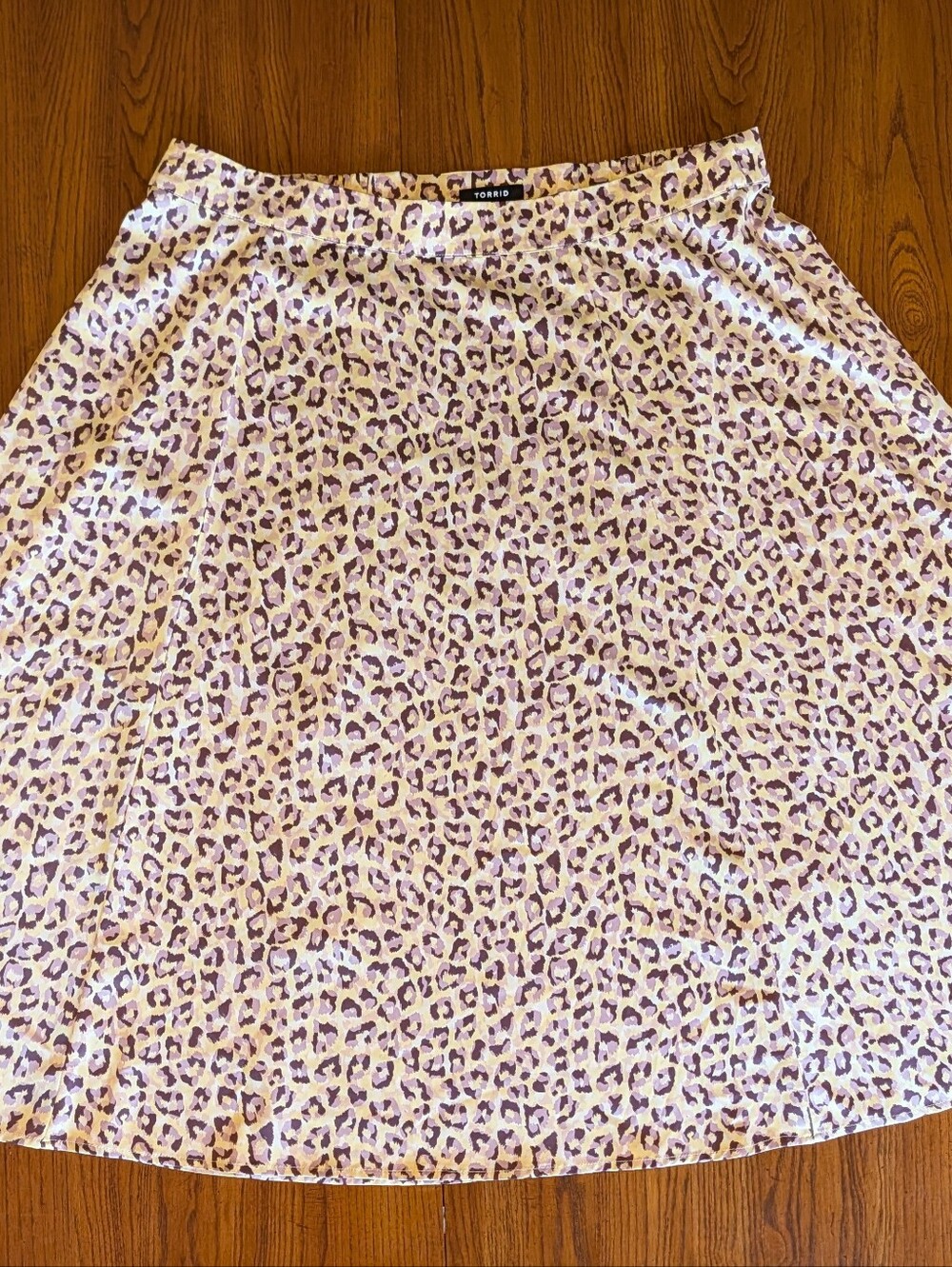 Torrid Purple and Tan Leopard Print A-Line Skirt Size 2